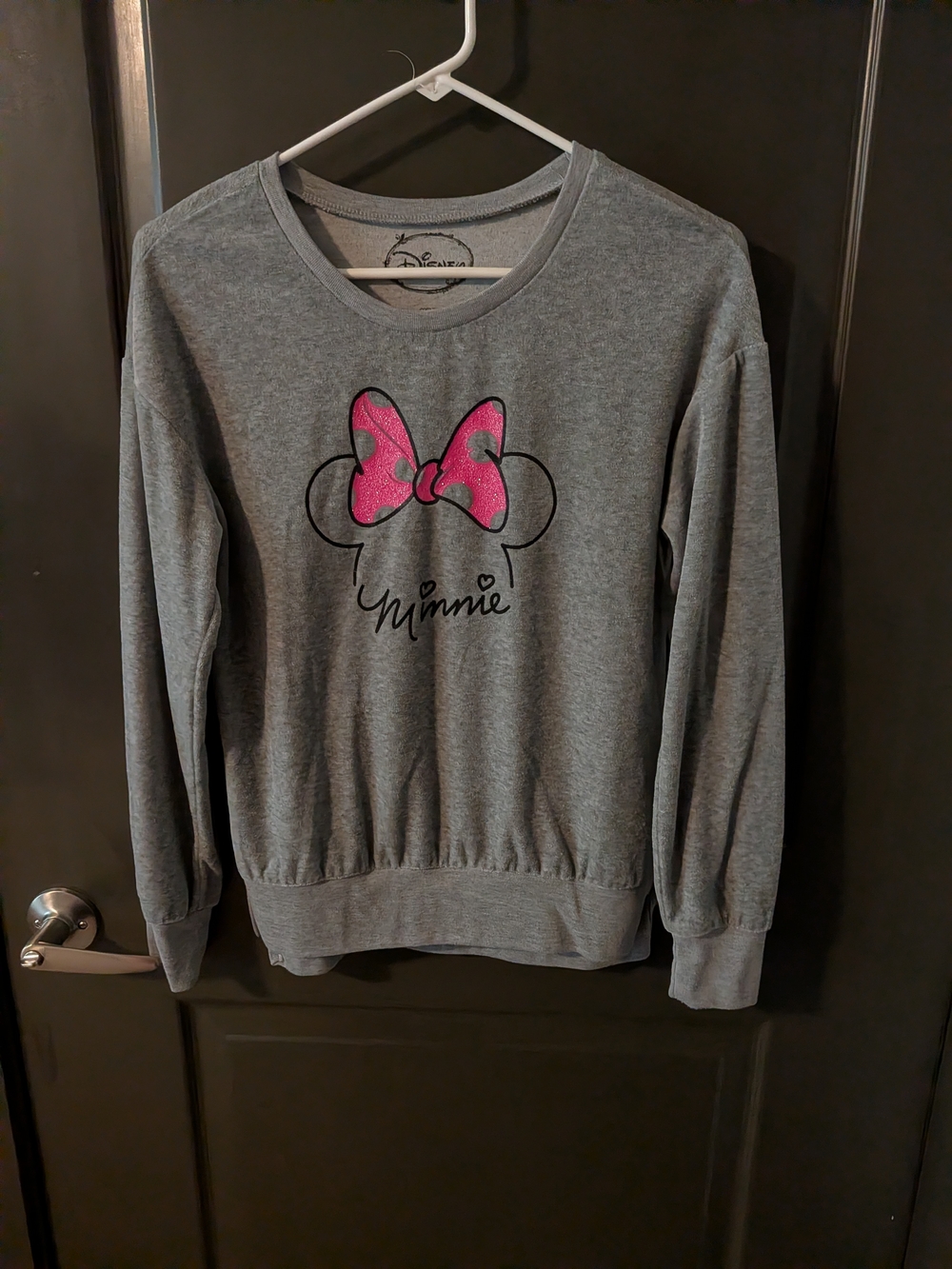 Disney Grey Sweatshirt with Pink Minnie Bow